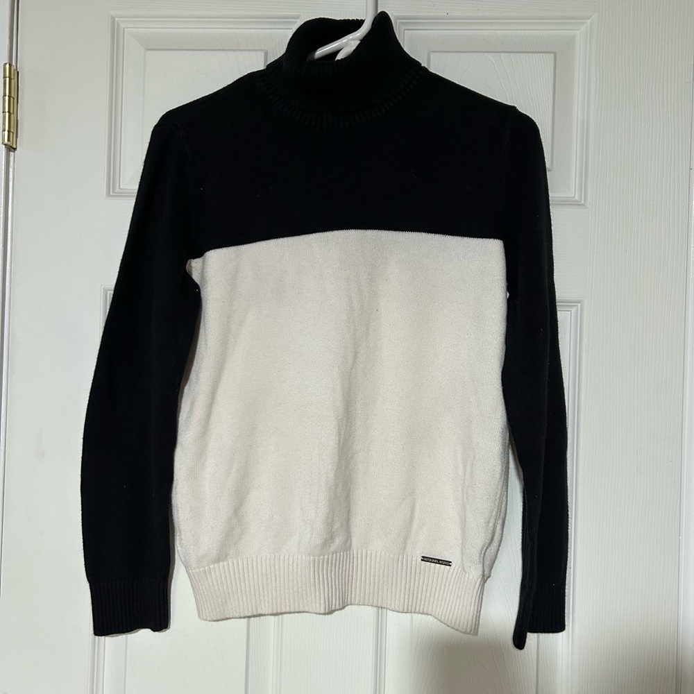 Michael Kors Black and White Turtleneck Sweater